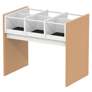 Bac à BD 6 cases mélaminé et plaqué hêtre tube époxy