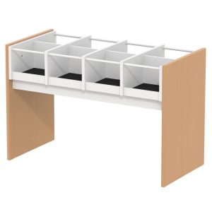 Bac à BD 8 cases mélaminé et plaqué hêtre tube époxy