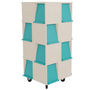 Tour à périodiques mobile 16 portes époxy