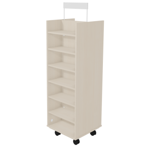 Présentoir rotatif mobile double face 12 tablettes mélaminé