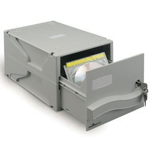 Boîte de rangement multimédia avec serrure polystyrène - Gris